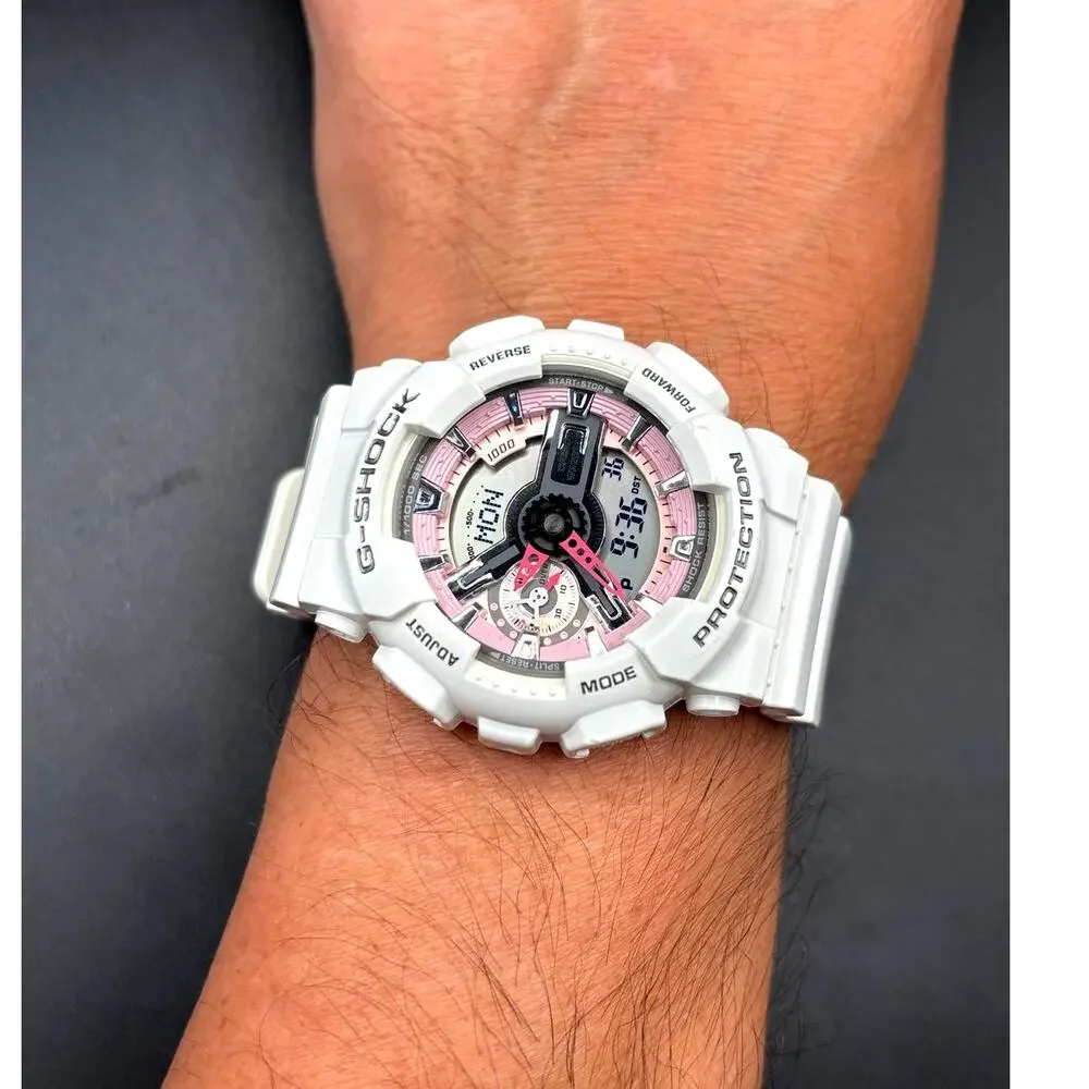 Casio G-Shock GMA-S110MP-7A S-Series White Pink Analog Digital Watch